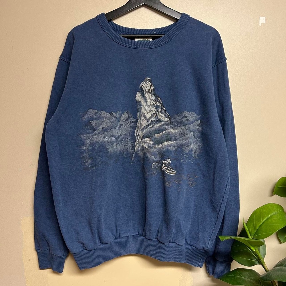 Vintage 90s Northern Elements Wolf Mountains Outdoors Sweatshirt Mens S Blue